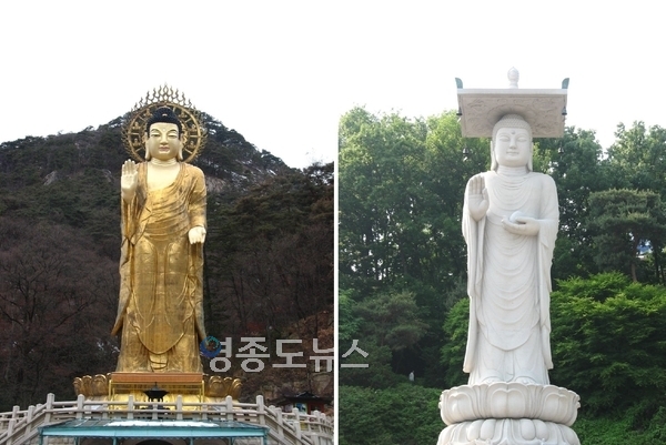 사진/ 법주사 금동미륵대불 (좌) 봉은사 미륵불 (우) 