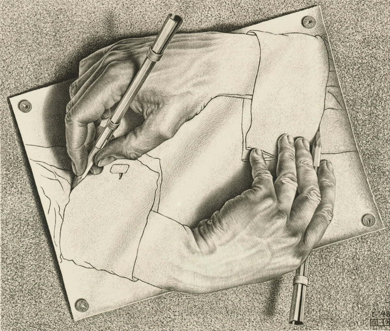 애셔, <손 그리기>, 1984 (출처= wikiart)